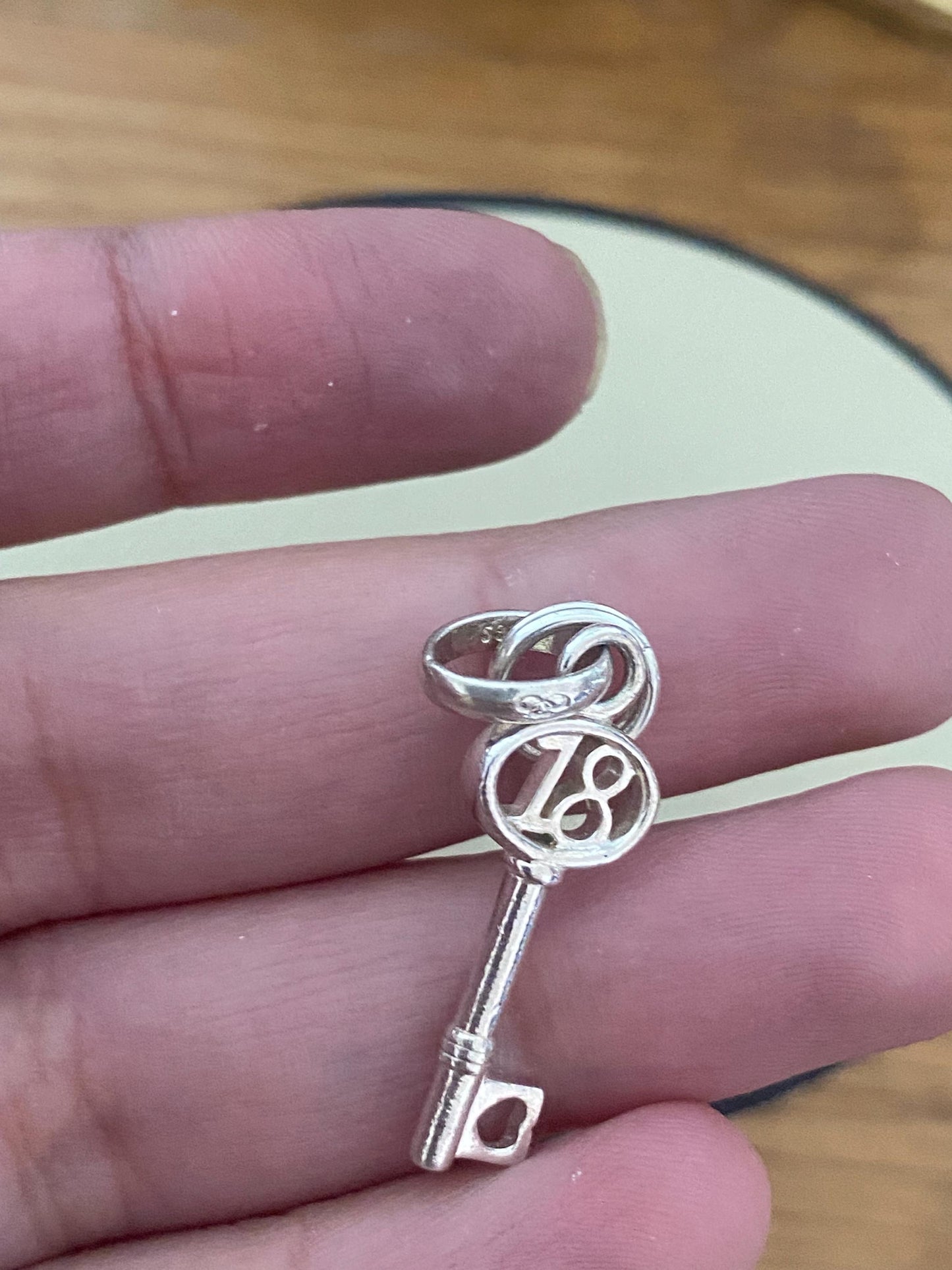 Beautiful genuine rare Links of London sterling silver key ‘18’ charm, genuine