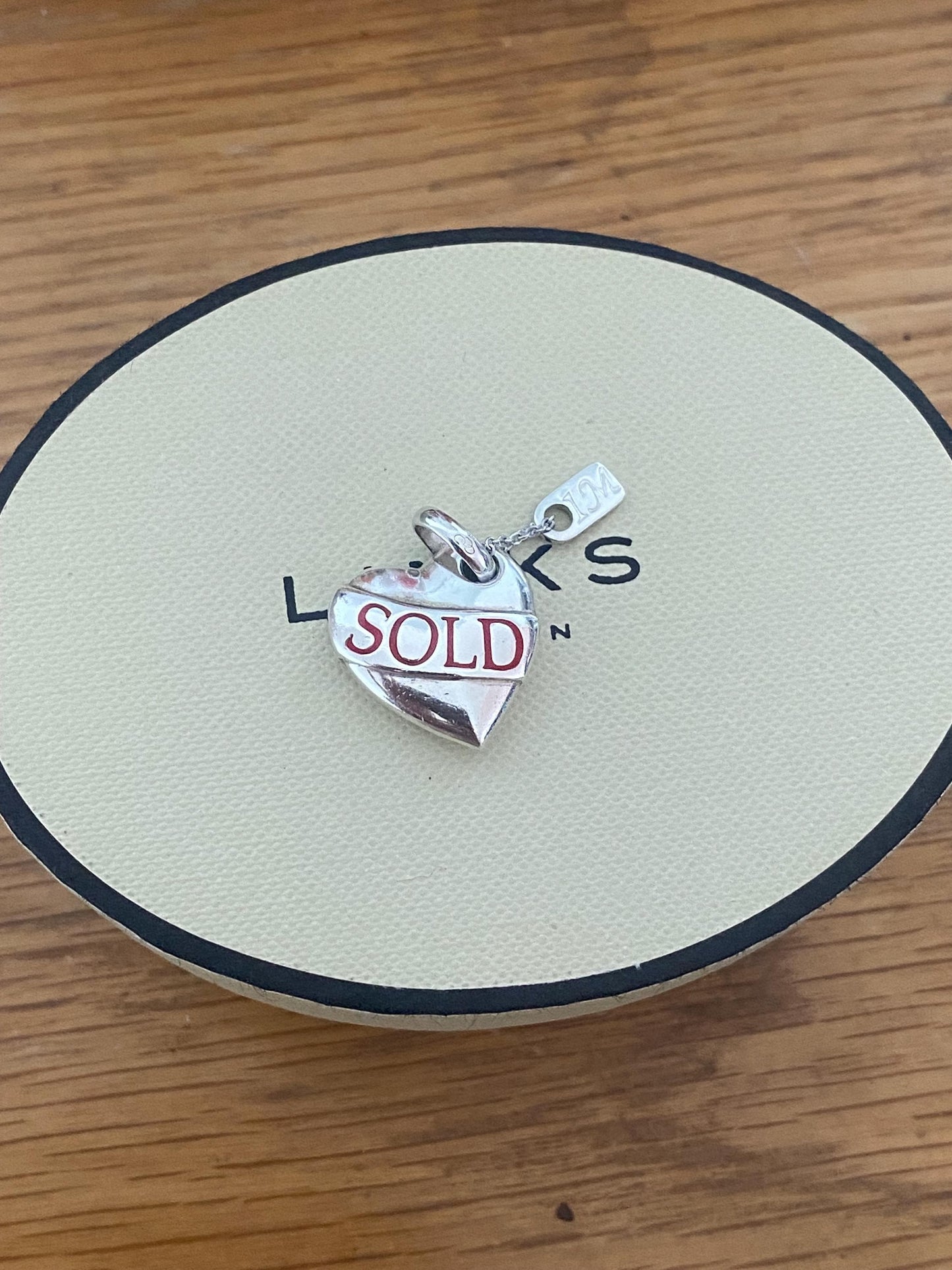 Genuine Links of London 'I'm Sold' Heart Charm, Sterling Silver with Red Enamel, Hallmarked