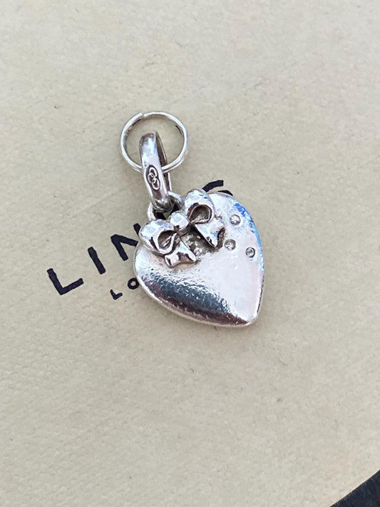 Beautiful genuine rare hallmarked Links of London sterling silver heart charm with bow and topaz stones