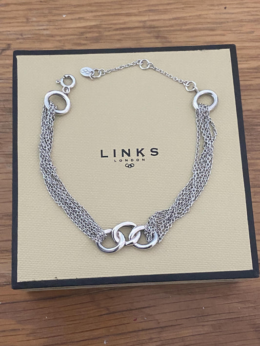Genuine rare LINKS OF LONDON Signature Multi Chain Bracelet, sterling silver, with box