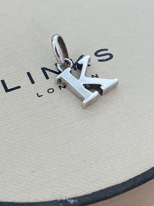 Genuine Links of London sterling silver letter ‘K’ charm