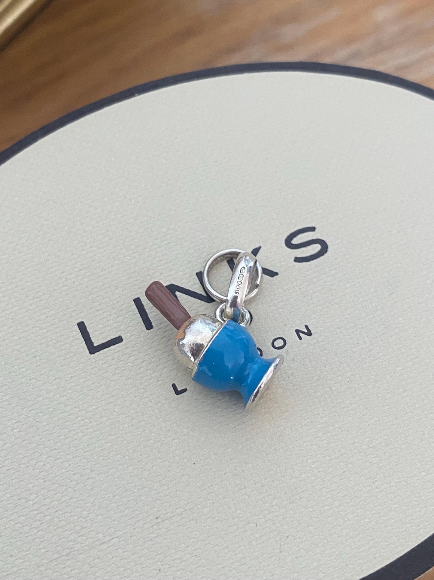 Extremely Rare Links of London Dippy Egg Charm, Sterling Silver, Enamel, Stamped, Hallmarked, PRISTINE CONDITION