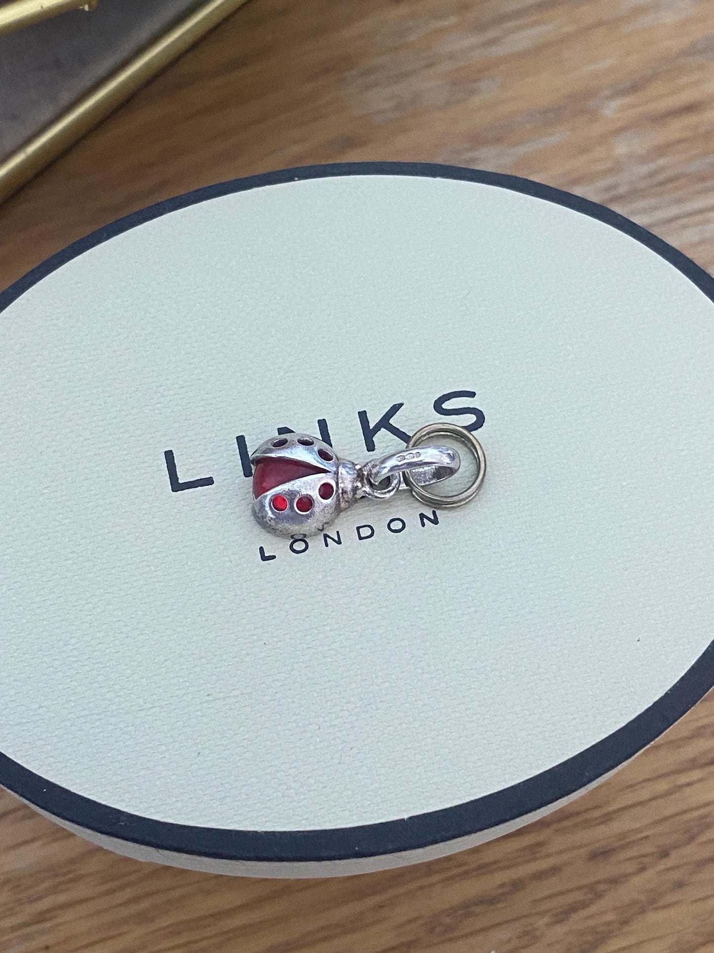 Gorgeous Links of London Lucky Ladybird Charm, Sterling Silver and Glass, genuine