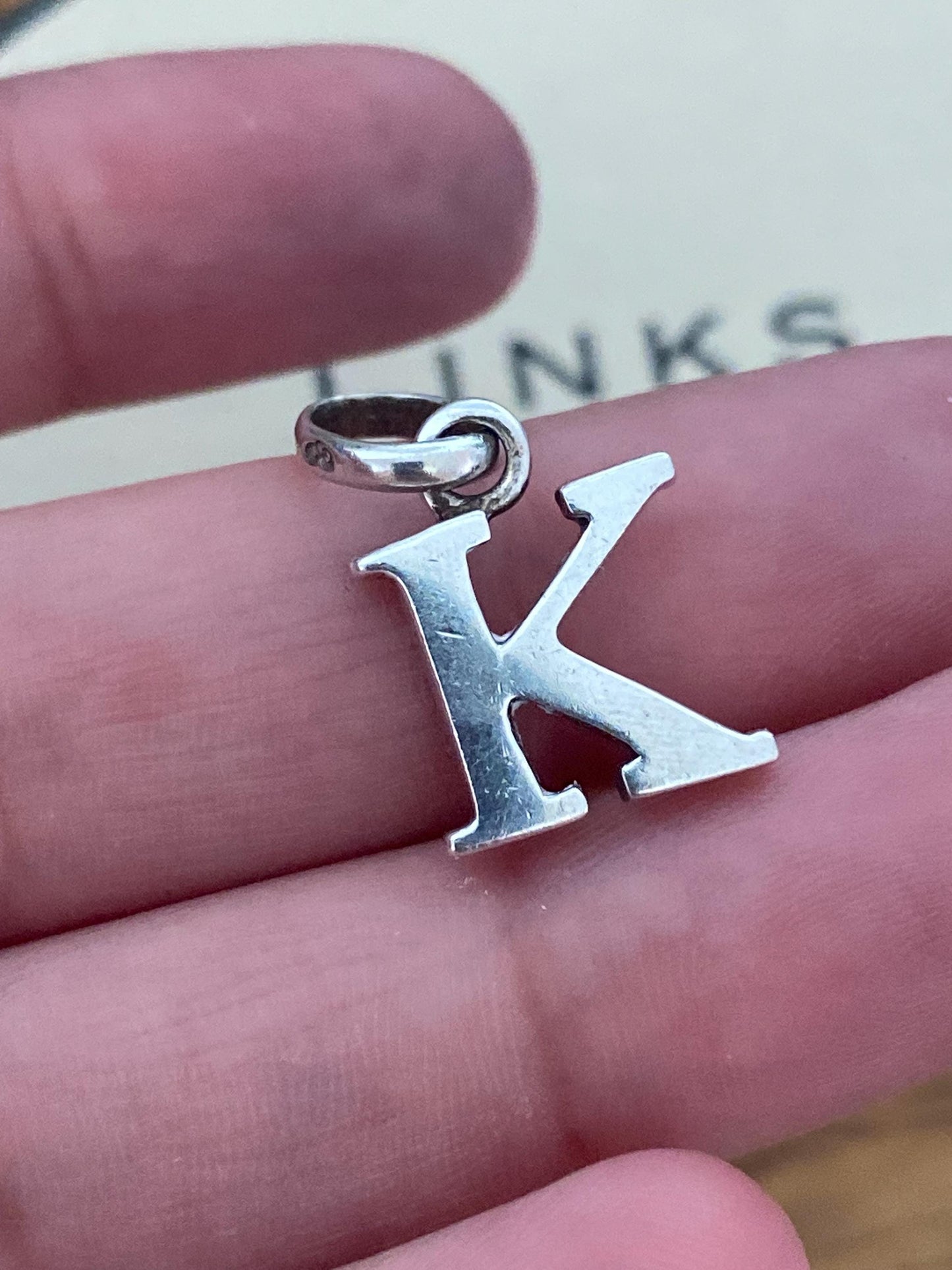 Genuine Links of London sterling silver letter ‘K’ charm