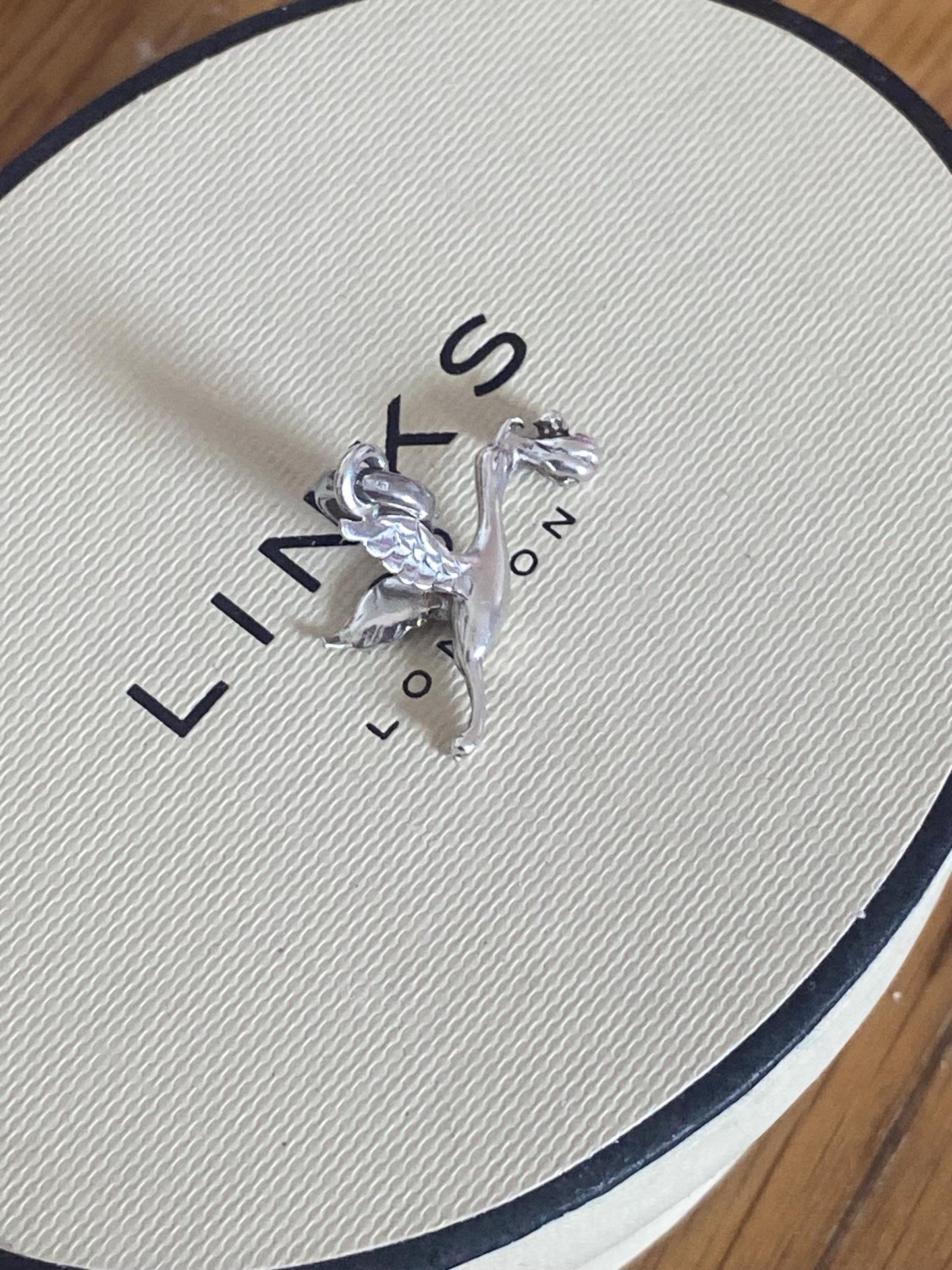 Absolutely gorgeous Links of London Sterling Silver Stork and Baby charm, sterling silver